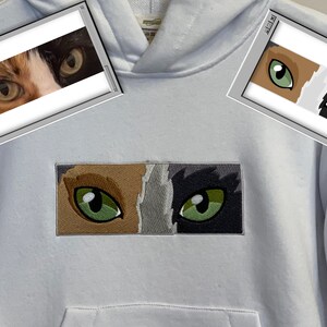 Pet Cat Dog Eyes Embroidered by Photo Portrait Hoodie Embroidery Friends Photography Crewneck Sweatshirt Clothes Item Custom Gift