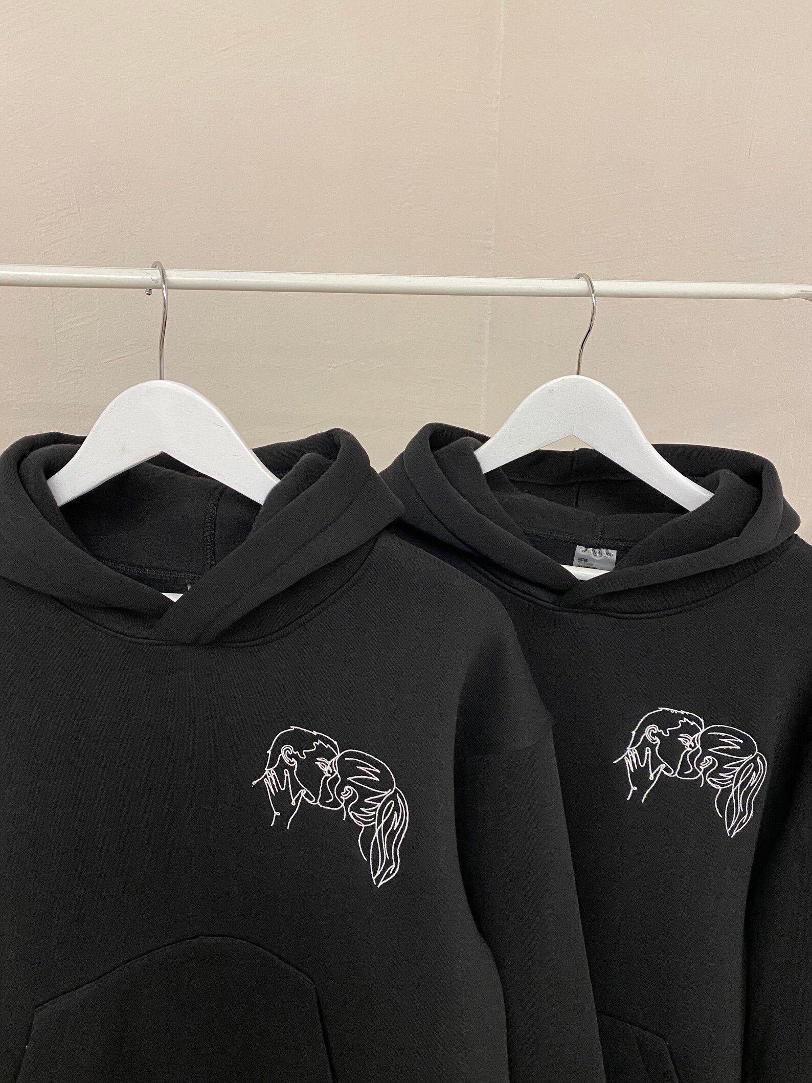 Couple Kiss Embroidered Hoodies Long Distance Realtionship Etsy