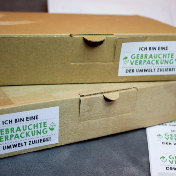 Aufkleber: Gebrauchte Verpackung / Verpackungsetiketten Umwelt / Gebrauchter Karton / Etiketten Umwelt