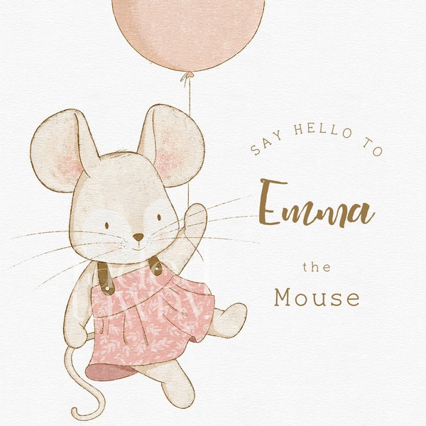 Cute mouse clipart, Illustration graphic girl mouse, Invitation clip art animals, Baby animals clip art blush pink, Commercial Use clip art