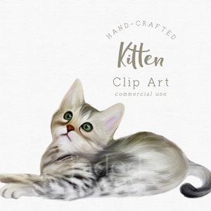 Cat clipart, Cat png, Animal clipart, Painted kitten clipart, Gray cat drawing, Cat illustration, Kitties clipart, Commercial Use clipart
