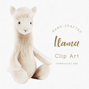 Llama clip art, Painted llama clipart, Cute animal clipart, Toy llama clipart, Woodland baby animals watercolor, Commercial Use clipart