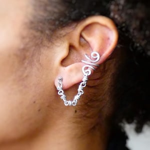 Wrapped Chain Cuff Earrings | Brass Cuff Earrings | Aluminum Cuff Earrings | Handmade Cuff Earrings | Wire Wrapped