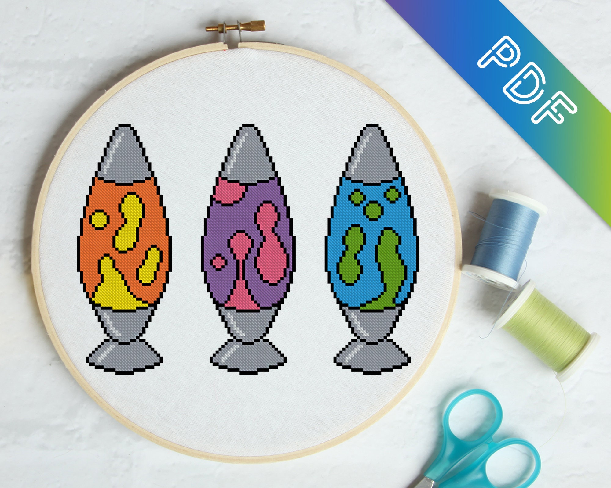 Lava Lamps Cross stitch pattern PDF instant download Etsy