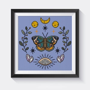 Night-fly Butterfly Cross Stitch Pattern, Witchy Occult Design (PDF Pattern) image 3