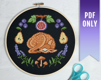 Baby Deer Cross Stitch Pattern, Woodland Nursery Decor (PDF Pattern)