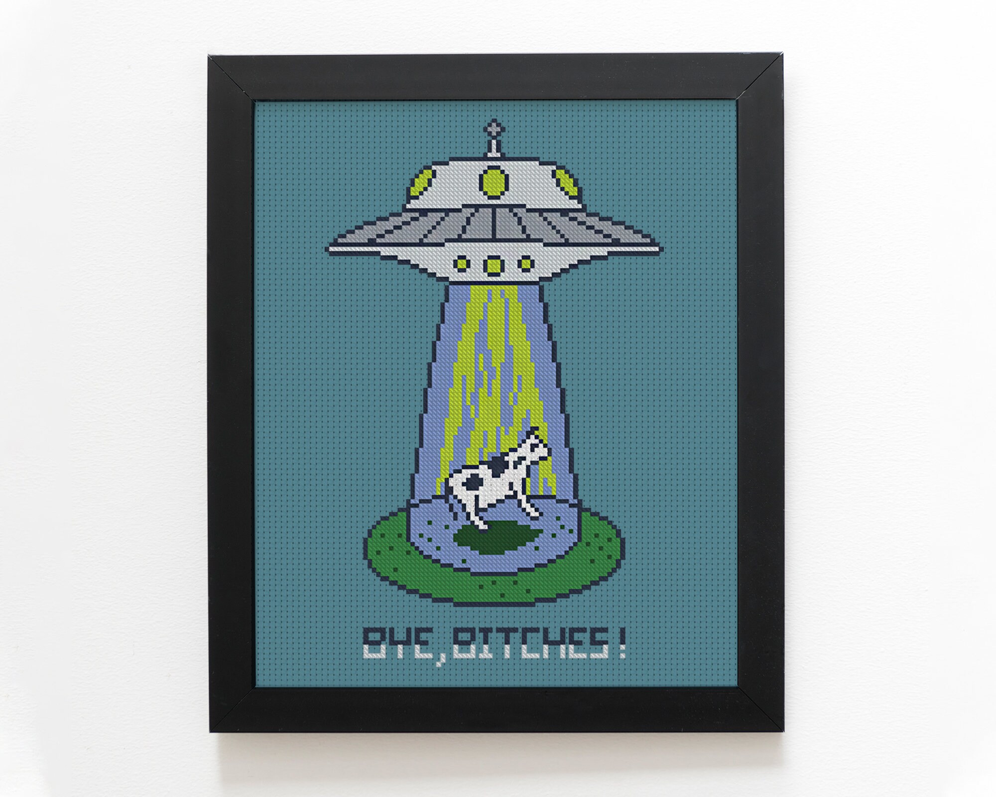 Space themed cross stitch pattern