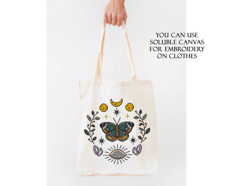 Night-fly Butterfly Cross Stitch Pattern, Witchy Occult Design (PDF Pattern) image 5