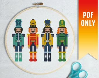 Nutcracker Cross Stitch Pattern, Christmas Toy Embroidery (PDF Pattern)