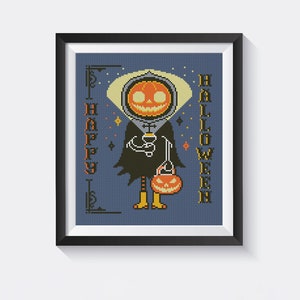 Happy Pumpkin Halloween Cross Stitch Pattern, Spooky PDF (digital ...