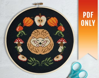 Hedgehog Cross Stitch Pattern, Woodland Nursery Decor (PDF Pattern)