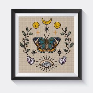 Night-fly Butterfly Cross Stitch Pattern, Witchy Occult Design (PDF Pattern) image 2