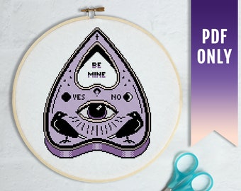 Patrón de punto de cruz de la Ouija de Bruja, bordado gótico (patrón PDF)