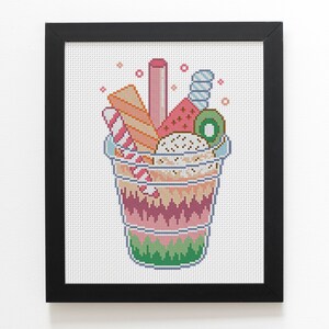 Food Cross Stitch Pattern, Modern Cross Stitch PDF Pattern, Dessert