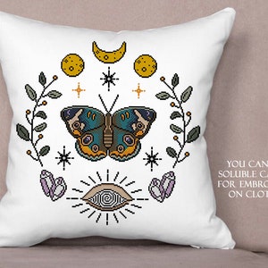 Night-fly Butterfly Cross Stitch Pattern, Witchy Occult Design (PDF Pattern) image 6