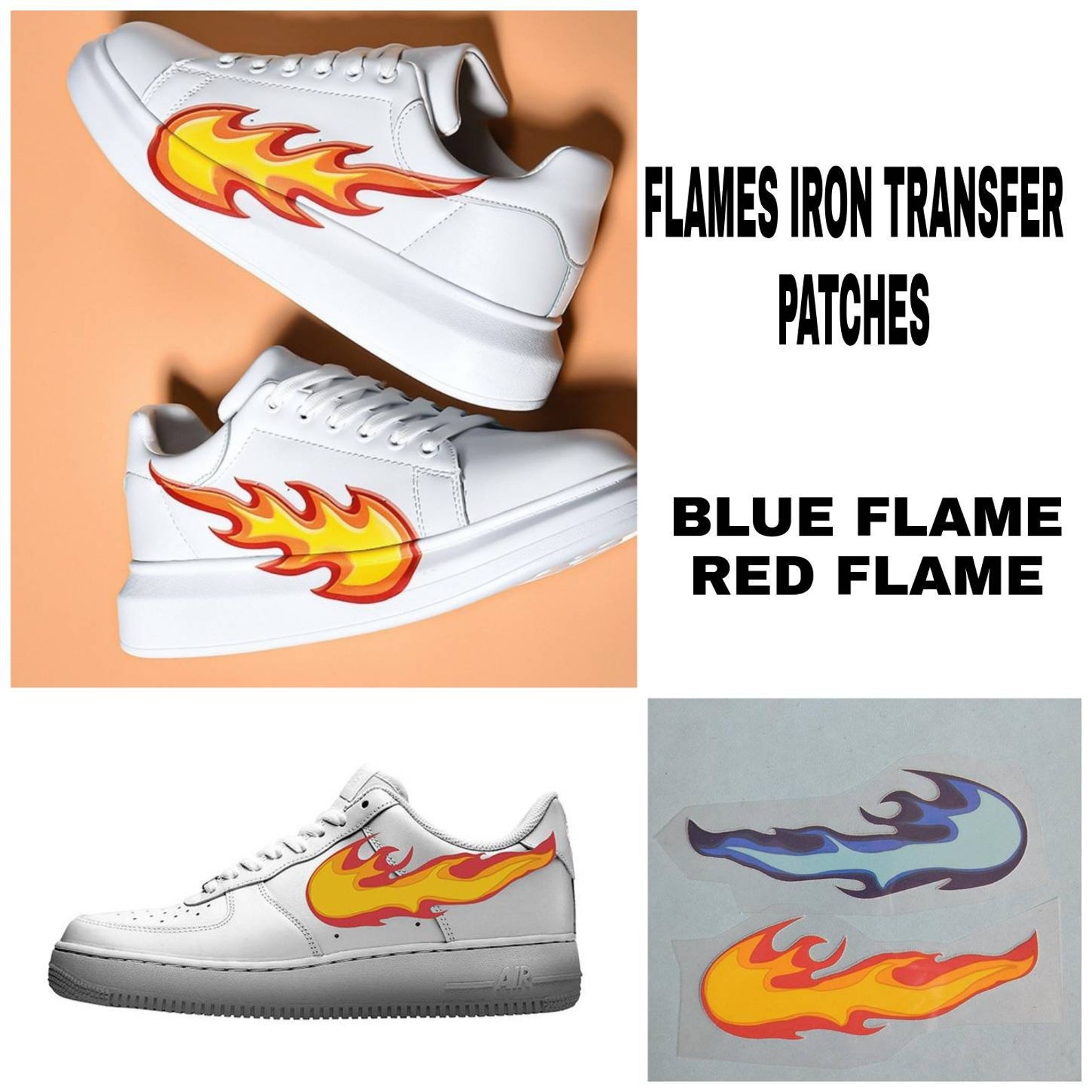 2 Color Iron On Flame For Custom Nike Shoes Perfect HTV Blue Etsy