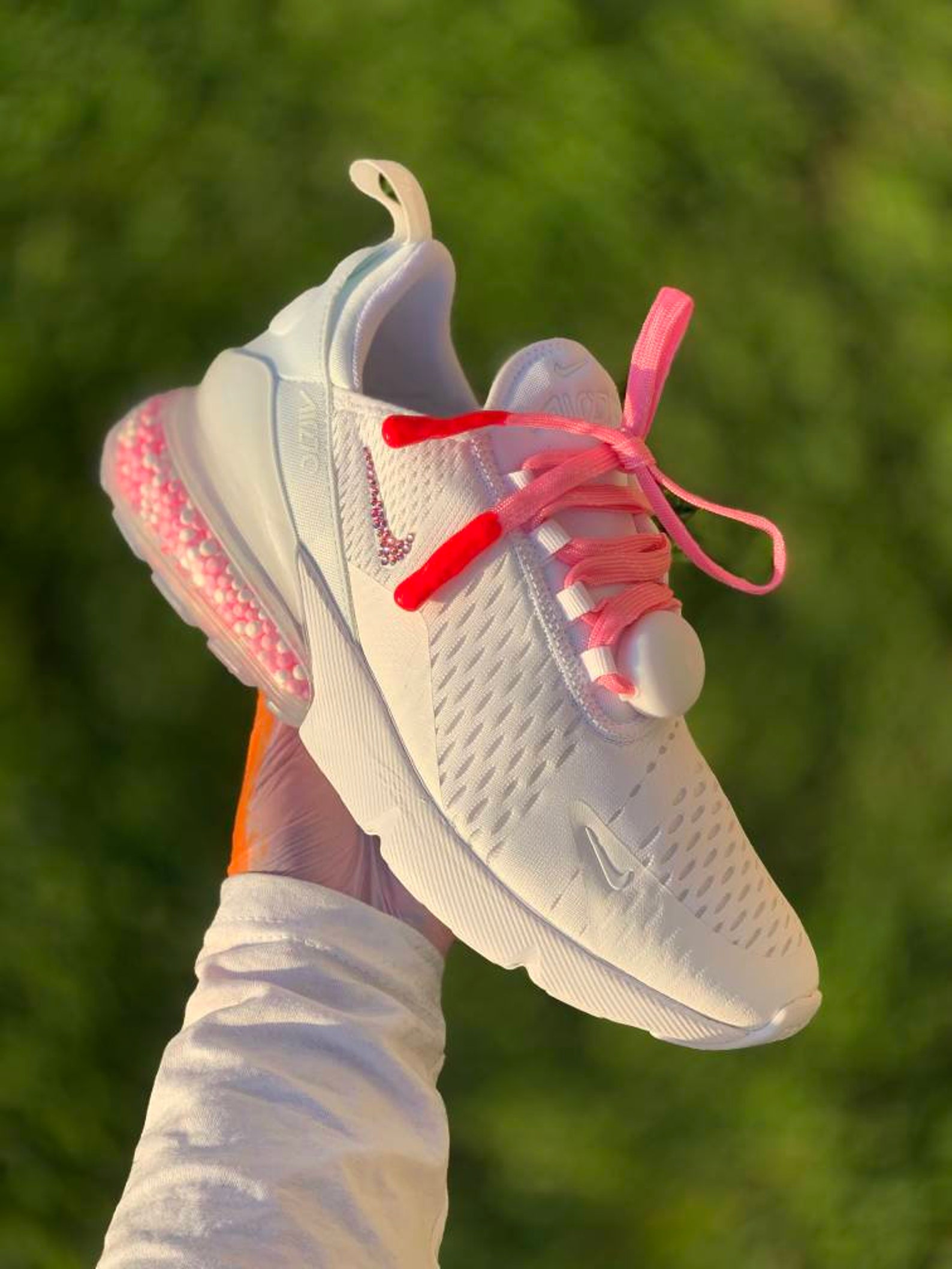 Swarovski Women's Nike Air Max 270 White Sneakers Blinged | Etsy