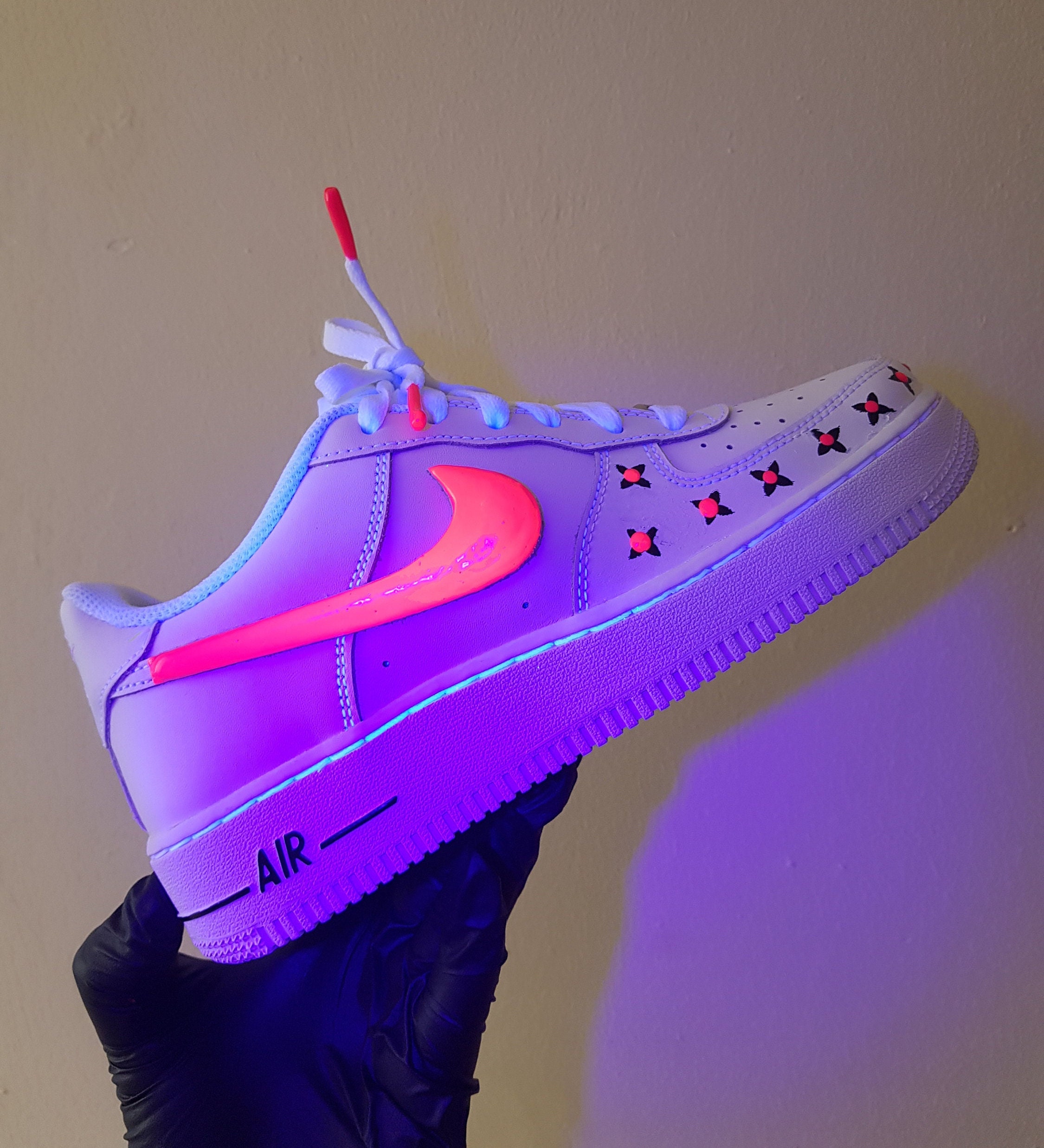 Nike Air force met Neon Swooshes Air Force 1 Reflecterende - Etsy België