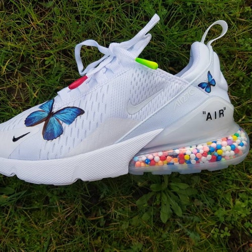 Nike Air Max 270 Custom Women S Blue Butterfly Sneakers Etsy
