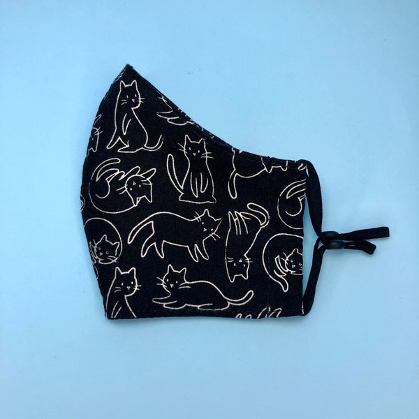 Cat Lover Face Mask with Removable Nose Wire, Filter Pocket, Adjustable Earloops, Washable, 2 Layer 100 % Cotton Women’s Face Mask