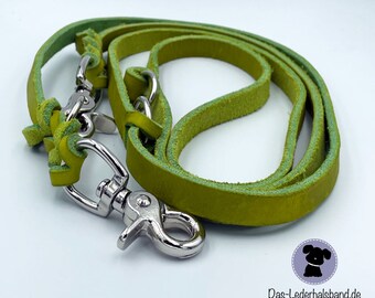 Fat leather leash - dog leash - lime green - various widths in 2.40 m