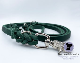 Fat leather leash - dog leash - dark green - various widths in 2.40 m