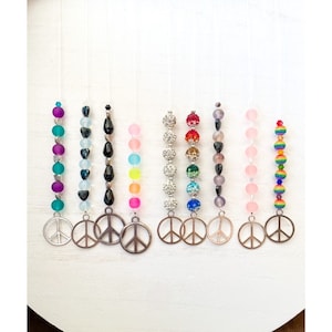 Peace Sign Car Charm: Handmade Beaded Suncatcher Ornament