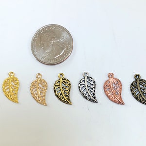Filigree Leaf Charms: Jewelry Making Supplies (Set of 10)