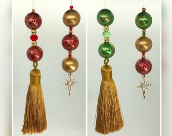 Christmas ornament set, ornaments, hostess gift, holiday ornaments, dangle ornaments, vintage ornaments