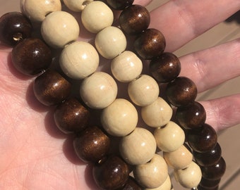 Bulk Wood Beads: Ivory & Brown, Jewelry Making Supplies