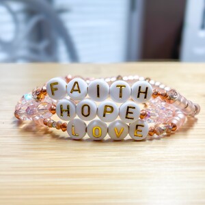 Beaded bracelet stack, bracelet set, stacking, stackable, layer, faith, hope, gifts for women, Christian
