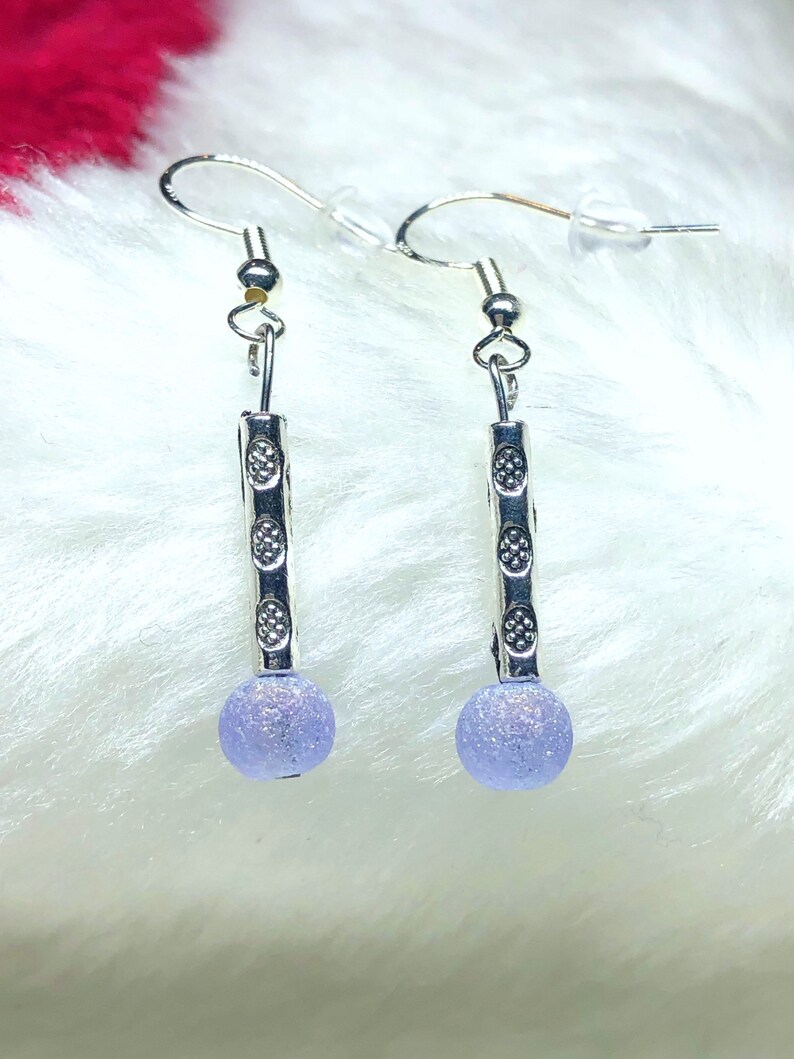 sterling silver gifts for women Lavender drop earrings