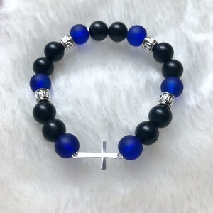 Beaded cross bracelet, Christian, stackable