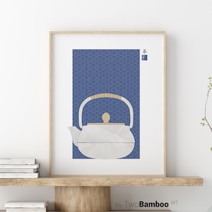 Kyusu Print, Tetera Japón Print, Print Japonés, Sashiko, Ilustración Descarga Digital, Ilustración Japón, Print Descargable, Poster
