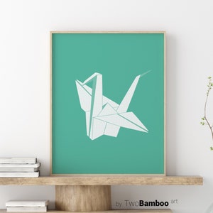 Grulla Origami Print, Grulla Japonesa, Descarga Digital, Print Minimalista, Arte Digital Japón, Ilustración Minimalista, Print Descargable
