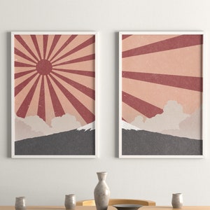 Mt. Fuji Print Set: Elevate your space with this captivating duo of skyline prints – Japan’s beauty in a 2-piece wall art