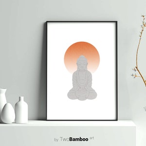 Gautama Print, Buddha Print, Minimalist Art Decor, Printable Wall Art, Japanese Art Print, Digital Download, Minimalist, Downloadable Print