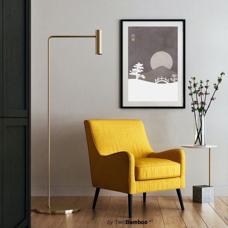 Japandi Landscape Art Japanese Skyline Wall Art Japandi Art Etsy