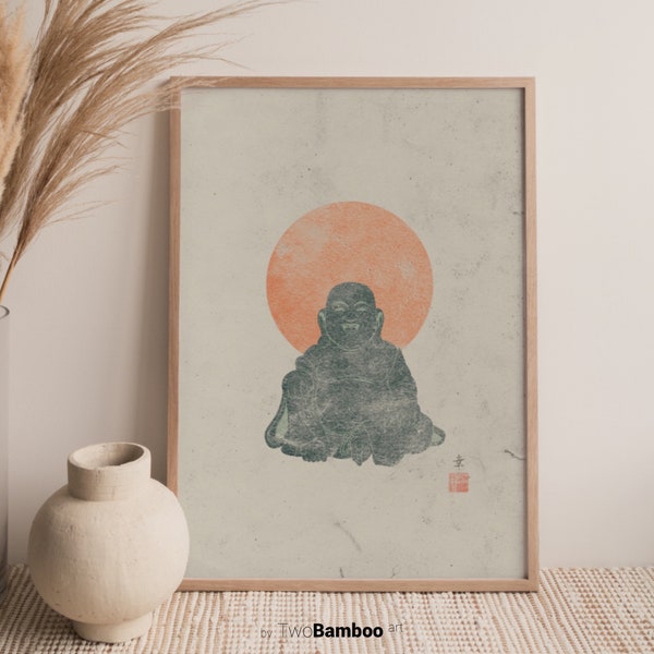 Hotei Print, Buddha Print, Vintage Art Decor, Printable Wall Art, Japanese Art Print, Digital Download, Vintage, Downloadable Print