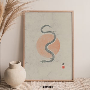 Dragon Print, Dragon Japonés Print, Print Vintage, Arte Digital Japón, Ilustración Minimalista, Lámina Minimalismo, Print Descargable