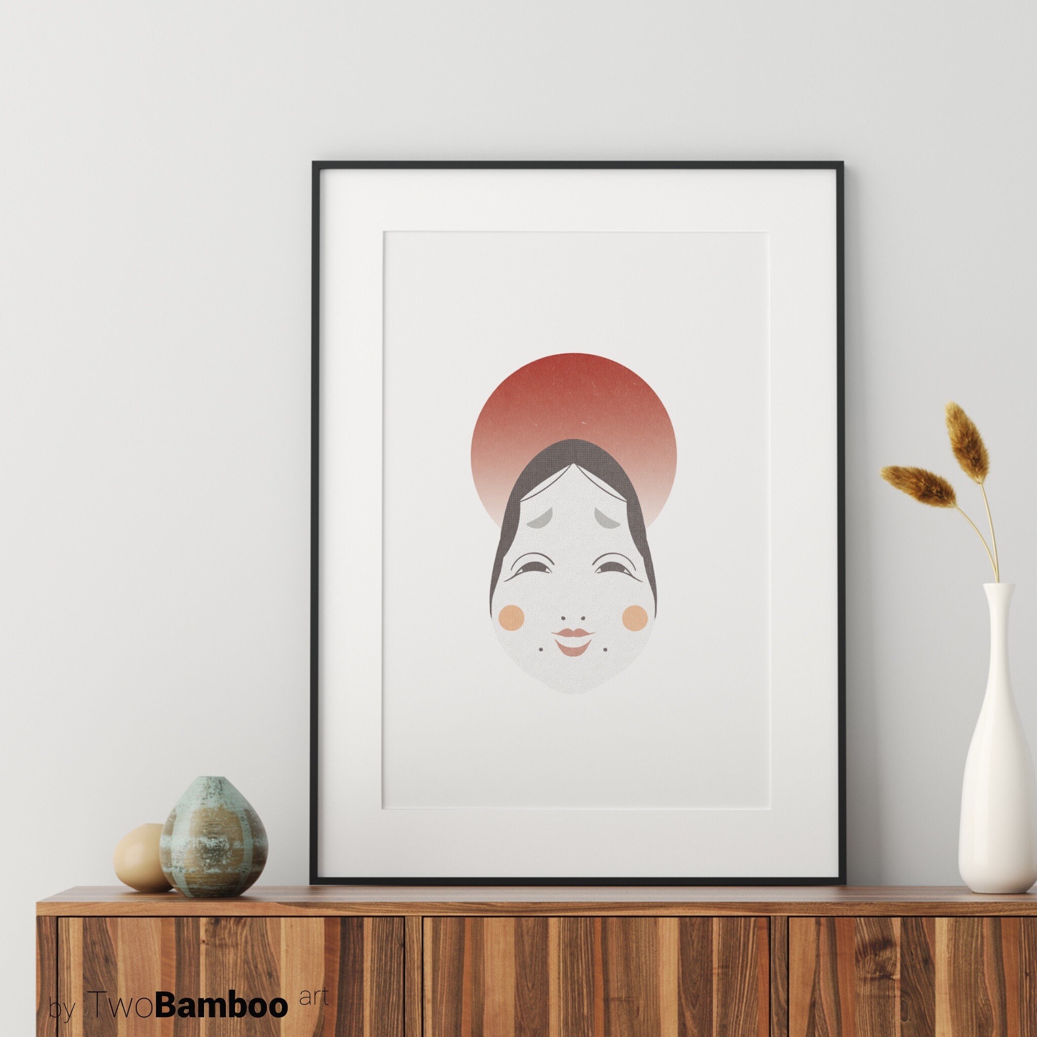 Okame Print Máscara Japonesa Print Descarga Digital Print Etsy España