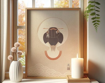 Boho Geisha Art Print: Japanese Seigaiha Waves (Digital Download)