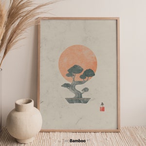 Bonsai Print, Japanese Tree Print, Vintage Art Decor, Printable Wall Art, Japanese Art Print, Digital Download, Vintage, Downloadable Print