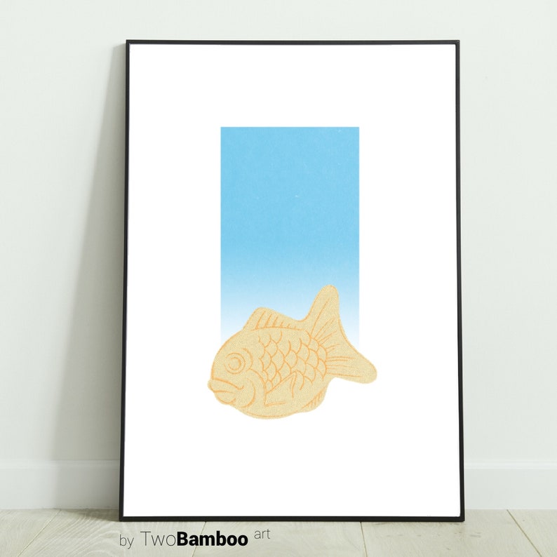 Taiyaki Print Japanese Fish Print Minimalist Wall Art Etsy
