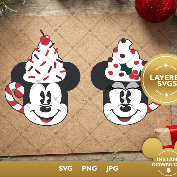 Mickey and Minnie Mug SVG - Christmas SVG - Hot Drink SVG - Hot cocoa svg