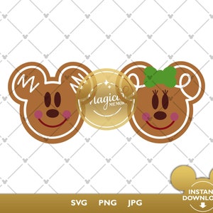 Mickey and Minnie Gingerbread heads SVG - Christmas snacks