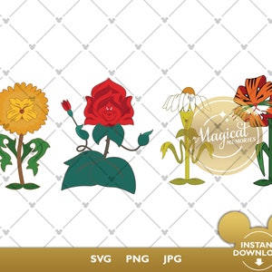 Alice au pays des merveilles SVG - fleurs qui parlent lot 2 - fichiers de coupe Cricut et Silhouette