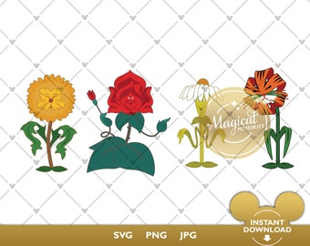 Alice in Wonderland SVG - Talking Flowers set 2 - Cricut and Silhouette cutting files