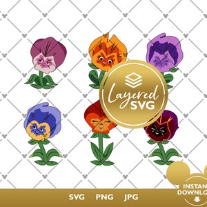 Alice au pays des merveilles SVG - fleurs qui parlent - fichiers de coupe Cricut et Silhouette