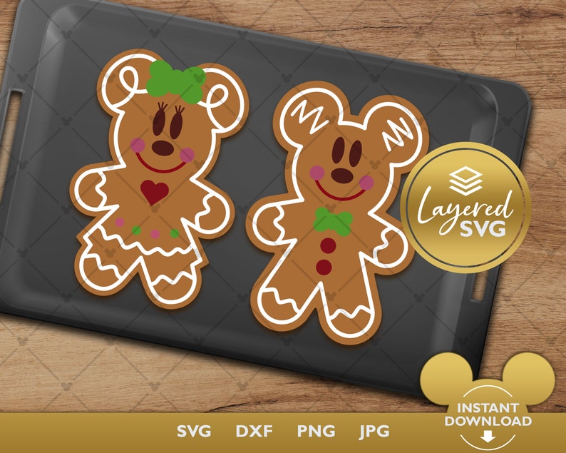 Mickey and Minnie Gingerbread SVG Disney Christmas snacks | Etsy